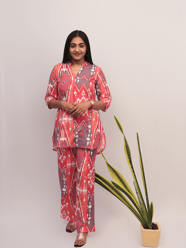 Pink Ikat Print Co-Ord Set