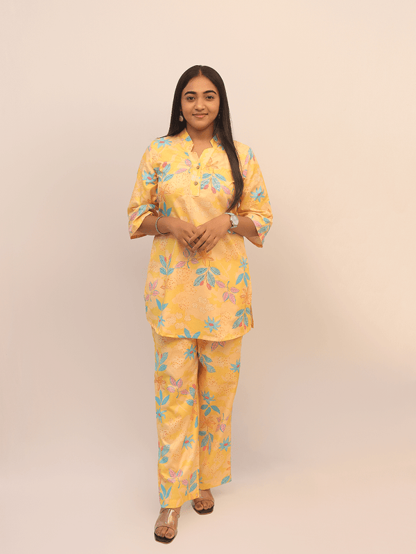 Sunny Yellow Floral Print Co-Ord Set