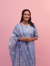 Powder Blue Floral Printed Suit Set