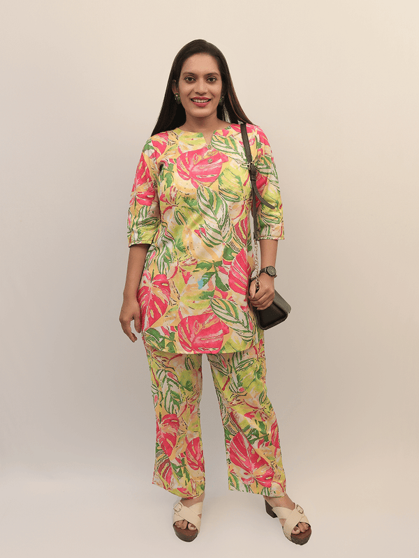 Vibrant Tropical Leaf Print Co-Ord Set
