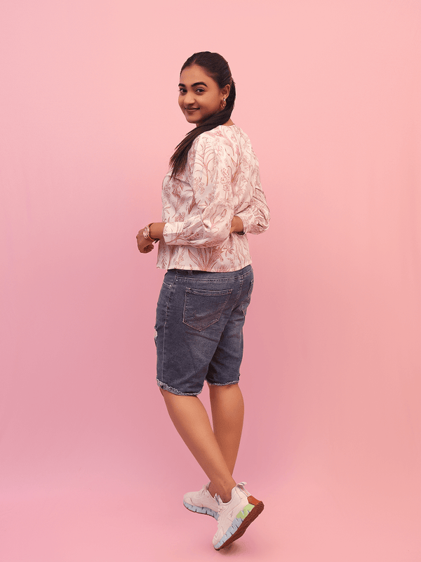 Botanical Print Cotton Blend Shirt