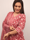 Crimson Floral Printed Suit Set With Dupatta