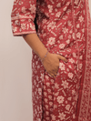 Crimson Floral Printed Suit Set With Dupatta