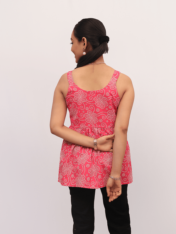 Pink Bandhani Printed Sleeveless Top