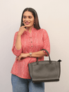 Red Handblock Striped Cotton Top