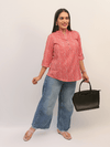 Red Handblock Striped Cotton Top
