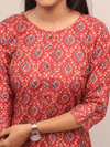 Maroon Floral Buti Printed Cotton Top
