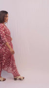Crimson Floral Printed Suit Set With Dupatta