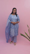 Powder Blue Floral Printed Suit Set